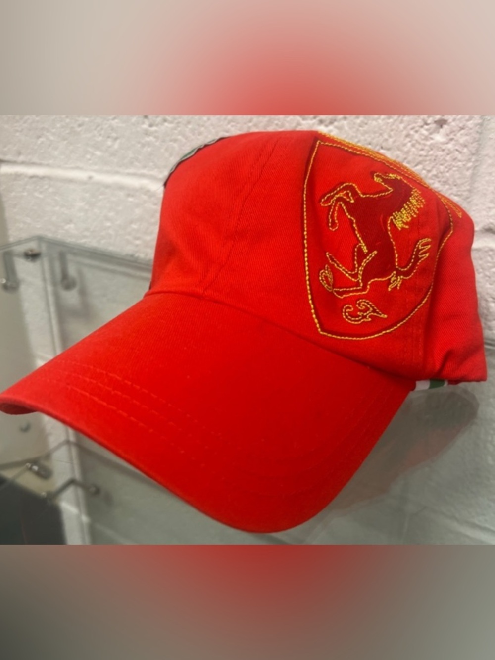 Puma Ferrari Red Vintage Baseball Cap with Gold Embroidery